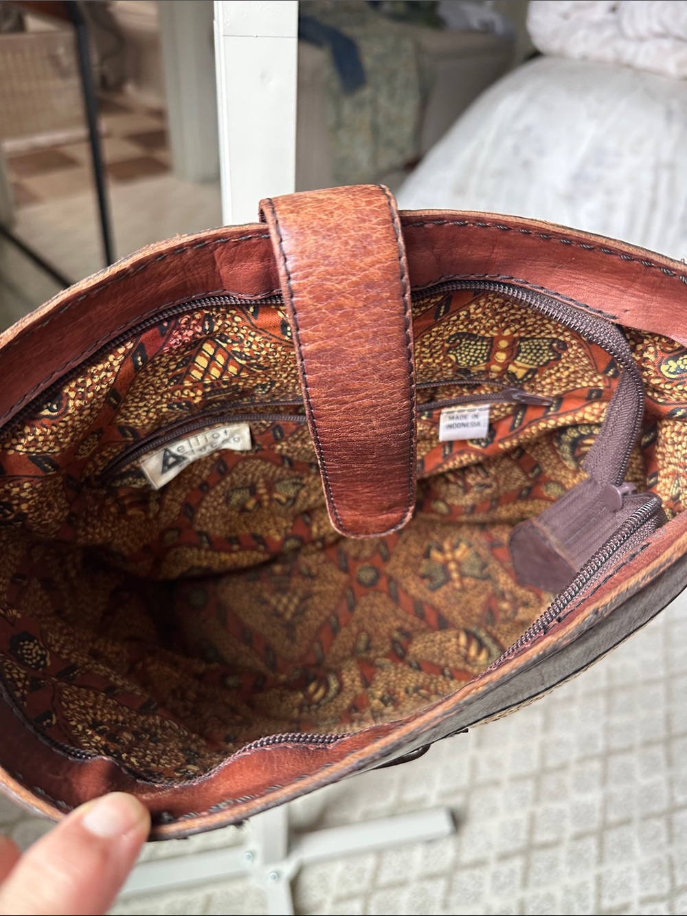 Elliott Lucca Woven Straw and Brown Leather Shoulder Bag - Brown/Beige - Picture 6 of 9